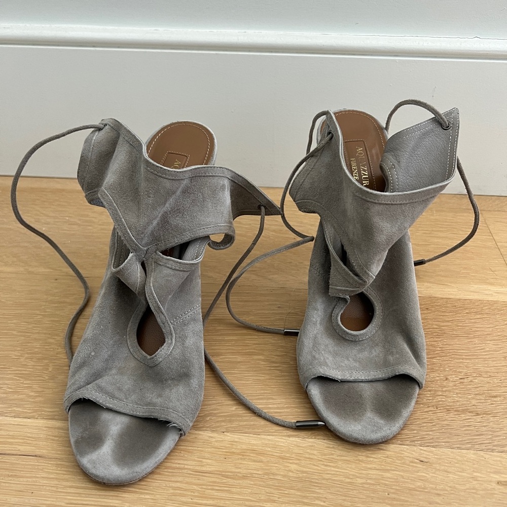 Aquazzura Gray Suede Heels